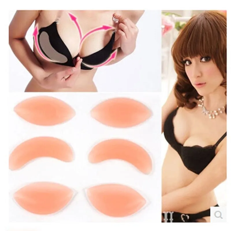 1Pair Soutien Gorge Silicone Gel Bra Insert Pads Breast Enhancer Padding for Bra Women Bikini Swimwear Invisible Sopnge Bra Pads