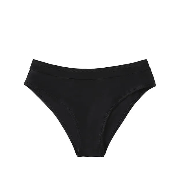 2020 High Waist Women Bikini Bottoms Solid Black Swimsuit Panties Womens Brazilian Plus Size Beach Swim Shorts Bikinis Mujer #3