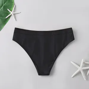 2020 High Waist Women Bikini Bottoms Solid Black Swimsuit Panties Womens Brazilian Plus Size Beach Swim Shorts Bikinis Mujer #3