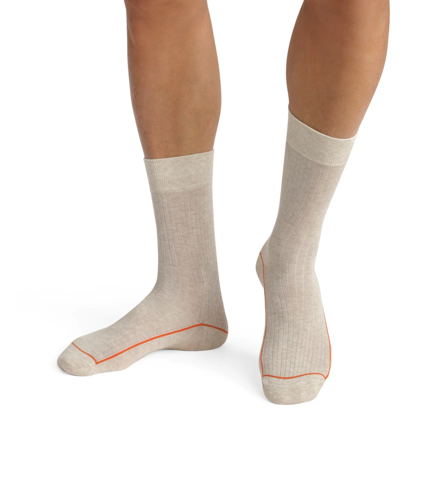 Beige ribbed cotton men's socks with coloured piping Dim Mode