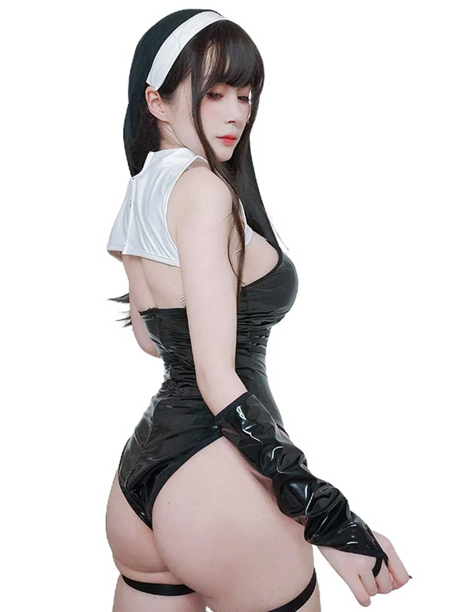 Black Nun Habit Bodysuit Lingerie