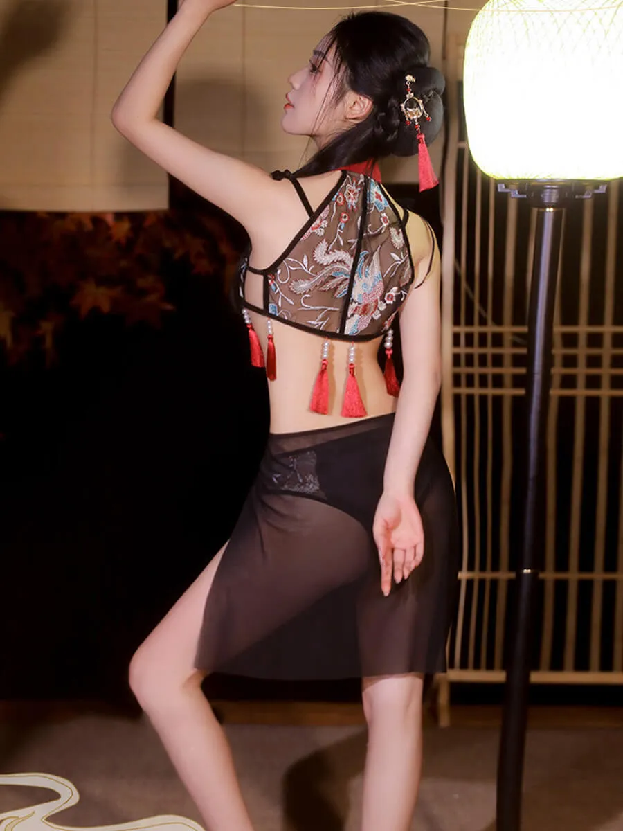 Chinese Style Mesh Teddy with Skirt