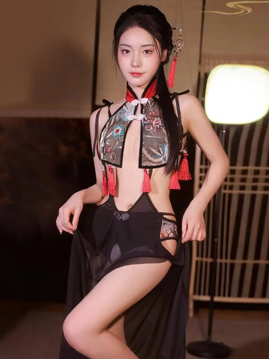 Chinese Style Mesh Teddy with Skirt