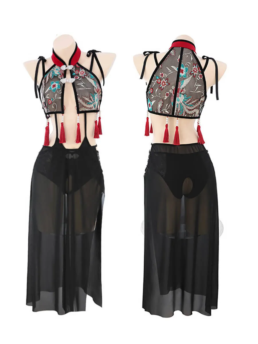 Chinese Style Mesh Teddy with Skirt