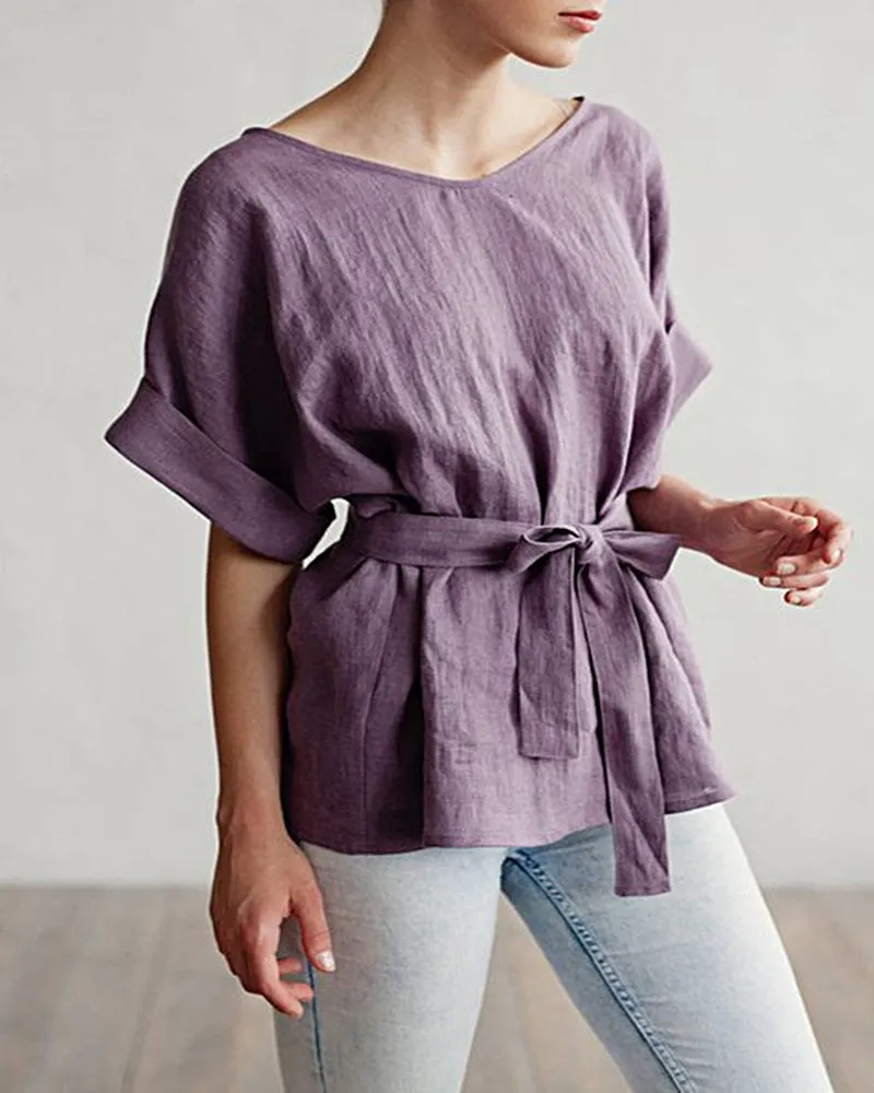 Kimono V-Neck Linen Top