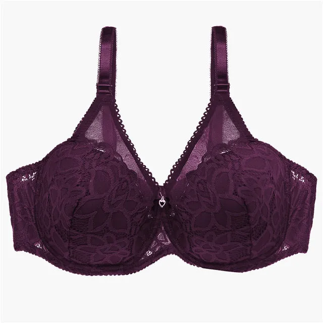 Lace Plus Size Bra Sexy Ultrathin Underwear 100D Big Size Bras For Women Comfort Bralette Deep V Lingerie Female Brassiere New
