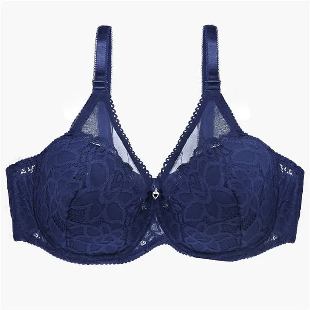 Lace Plus Size Bra Sexy Ultrathin Underwear 100D Big Size Bras For Women Comfort Bralette Deep V Lingerie Female Brassiere New