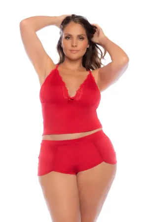 Mapale Lounge Plus Size Forever For Us Cami Pajama Set Red