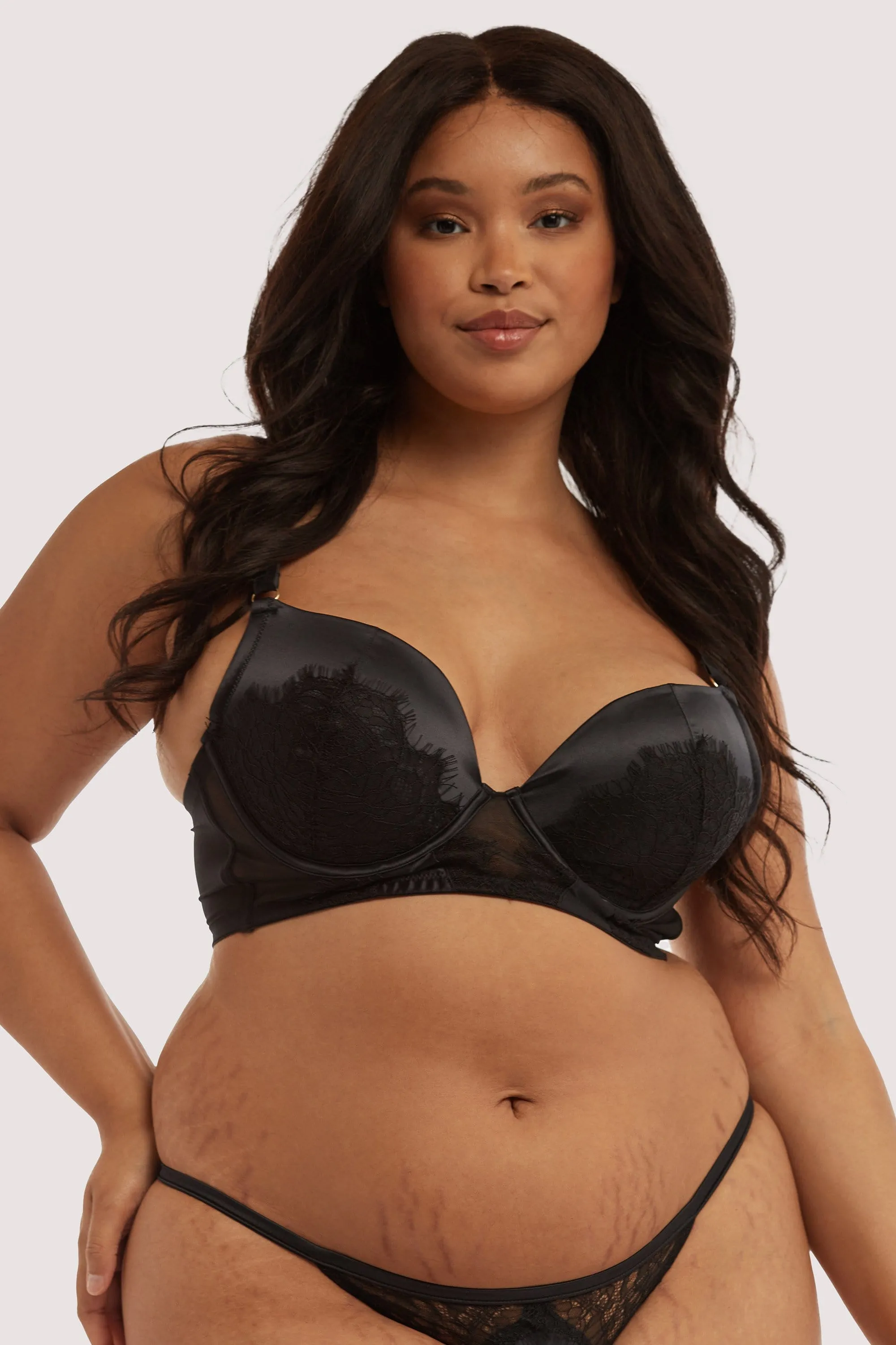Melina Black Longline Plunge Bra