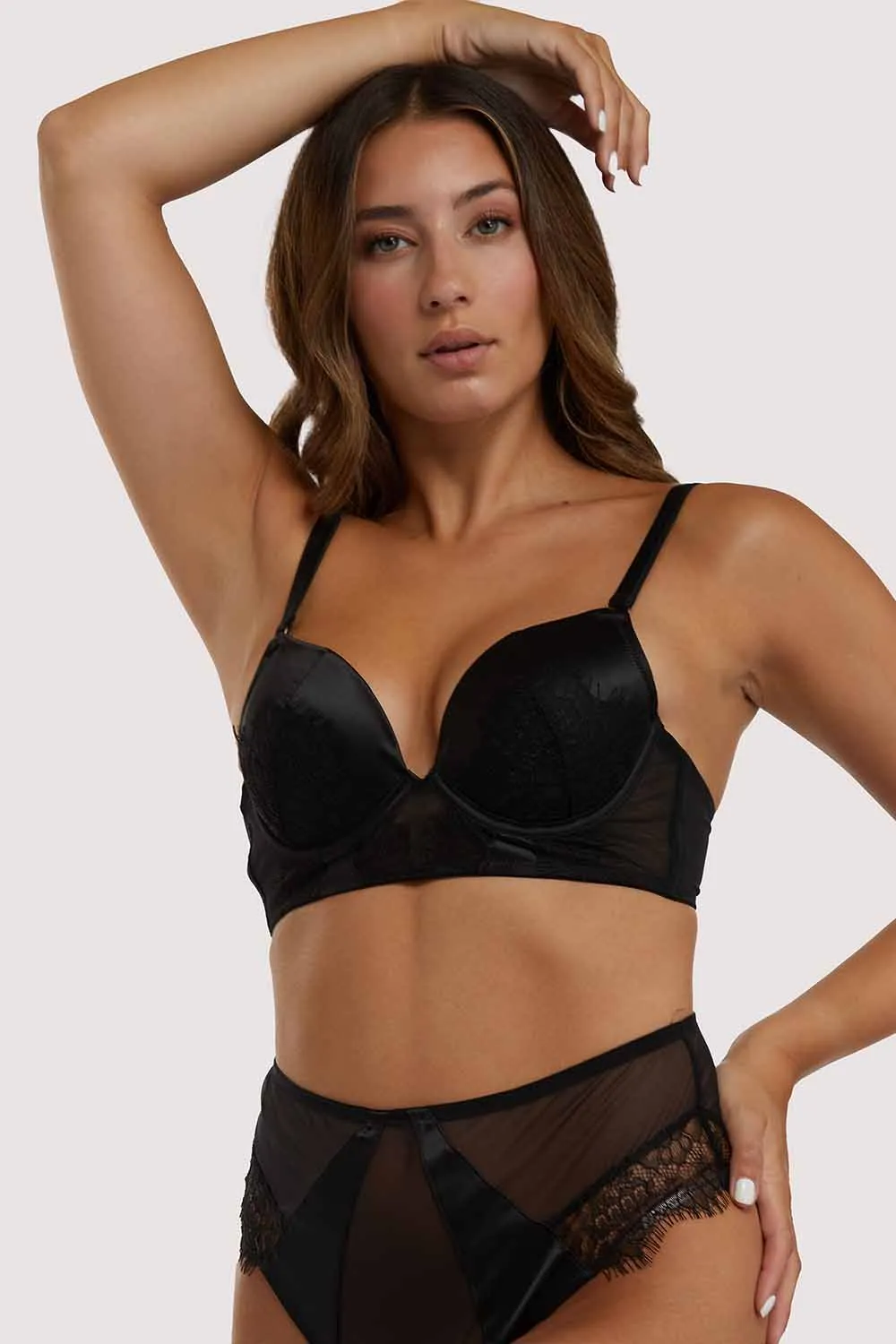 Melina Black Longline Plunge Bra