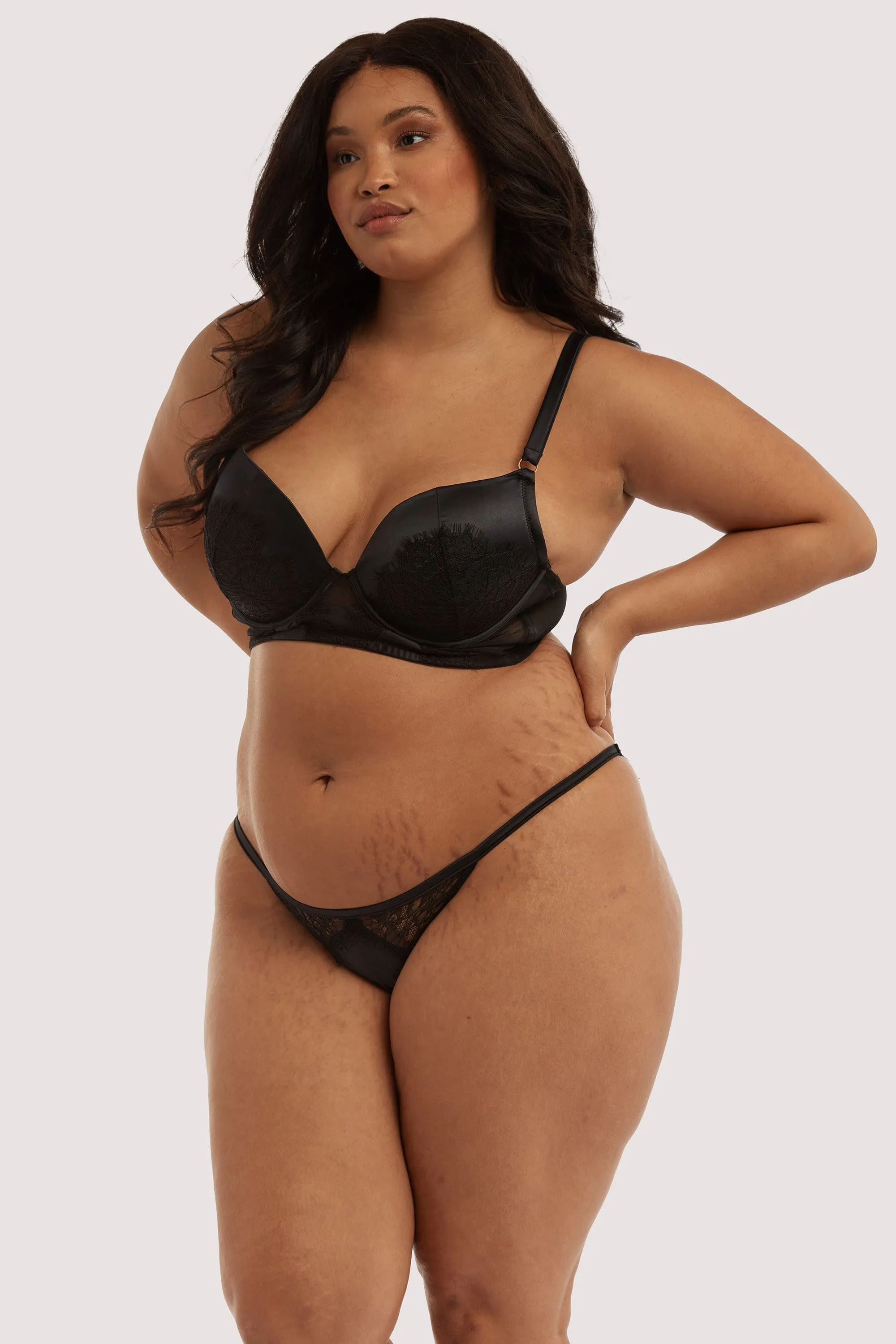 Melina Black Longline Plunge Bra
