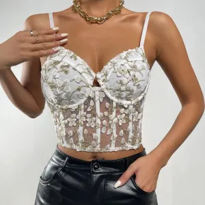 #PB Floral Embroidery Cami Top