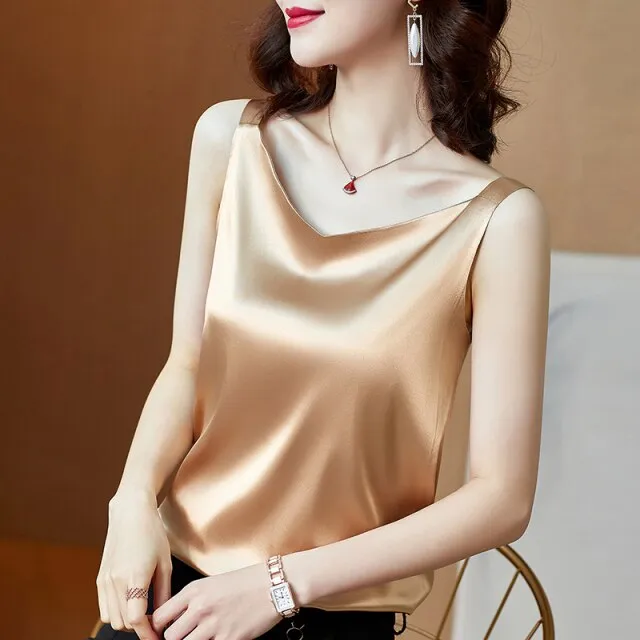 #PB Sleeveless Satin Silk Top