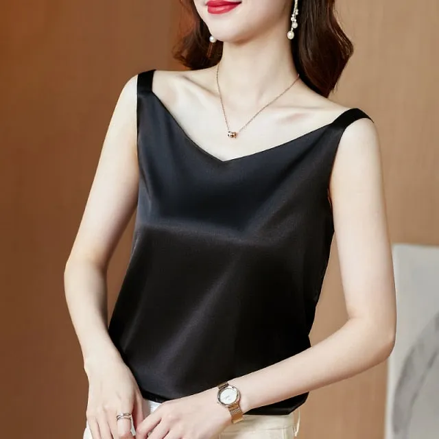 #PB Sleeveless Satin Silk Top