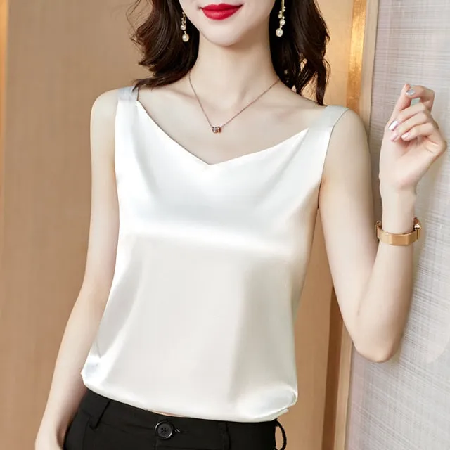 #PB Sleeveless Satin Silk Top