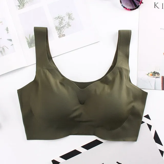 Seamless Active Bras for Women Comfort Vest Tops Wireless Bra with Pads Sleeping Underwear Female