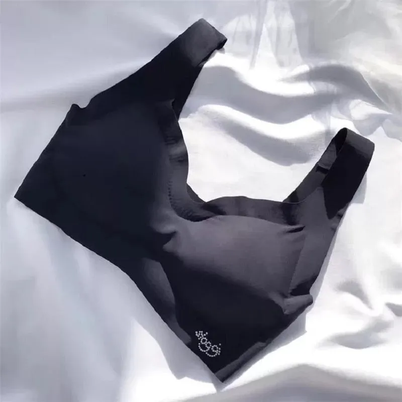 seamless fitness candy women underwear cooling gathers shock-proof thin pad push up bra female intimate modis bralette lingerie