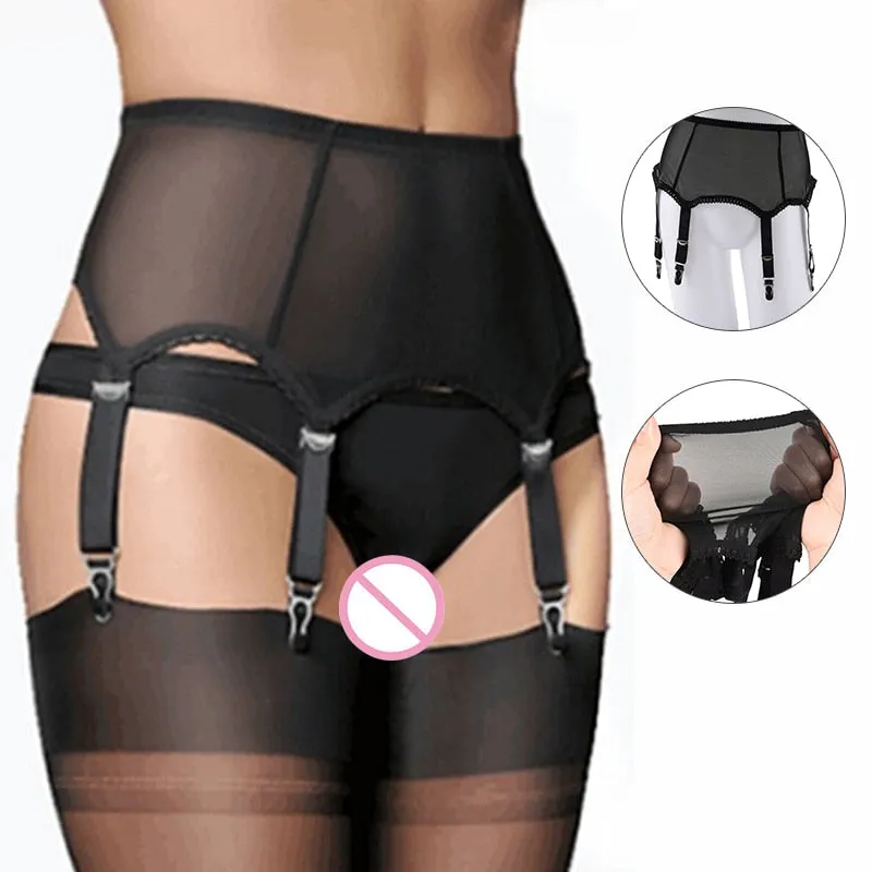 Sexy Garter Belt Women High Waist Mesh Suspender Belts Female Lady Elastic Lingerie Garters Femme Night Club