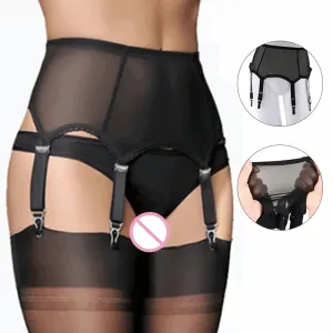 Sexy Garter Belt Women High Waist Mesh Suspender Belts Female Lady Elastic Lingerie Garters Femme Night Club