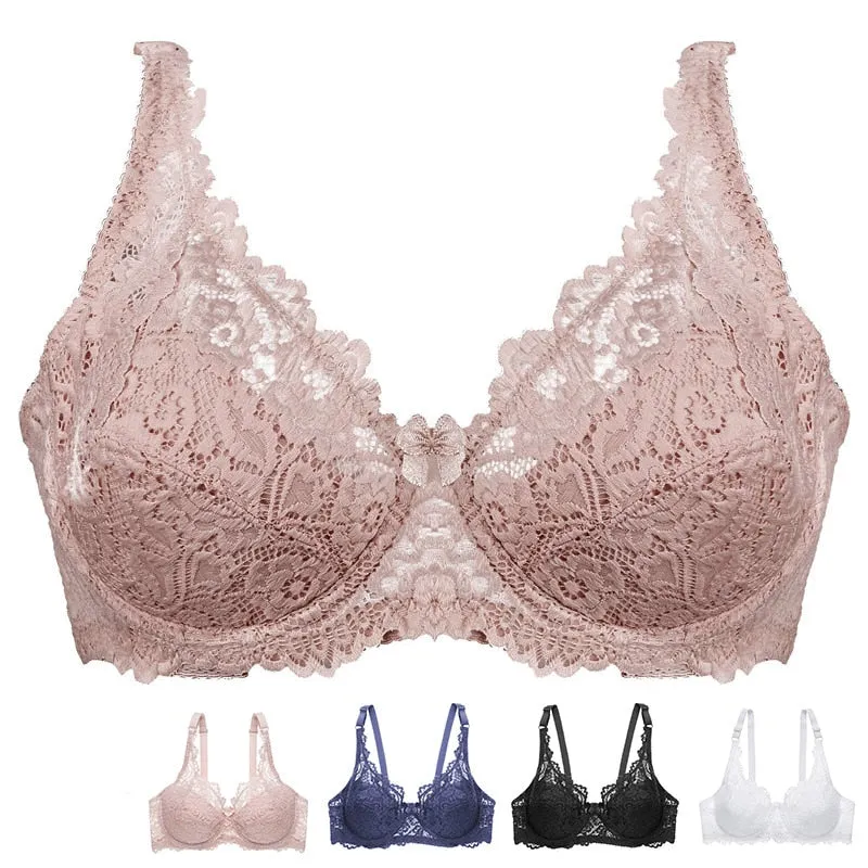 Sexy Push Up Bra B C Cup Lace Bras For Women Bra Adjustment Lingerie Female Bralette Underwear Ladies Big Plus Size Brassiere