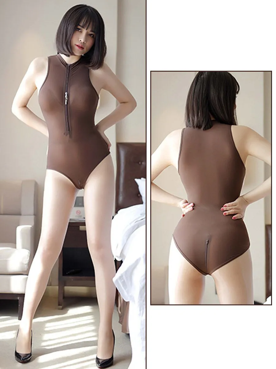 Sheer Crotchless Bodysuit with Stocking