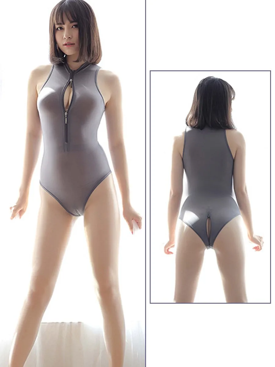 Sheer Crotchless Bodysuit with Stocking