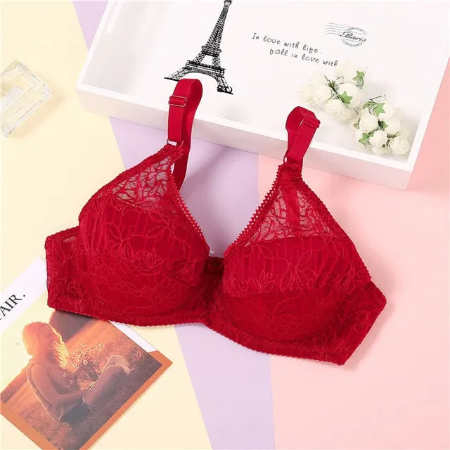 Summer Ultrathin Lace Bra Sexy Bras For Women Plus Size Bra Female Lingerie C D Cup Large Size Brassiere Ladies Underwear 42 44