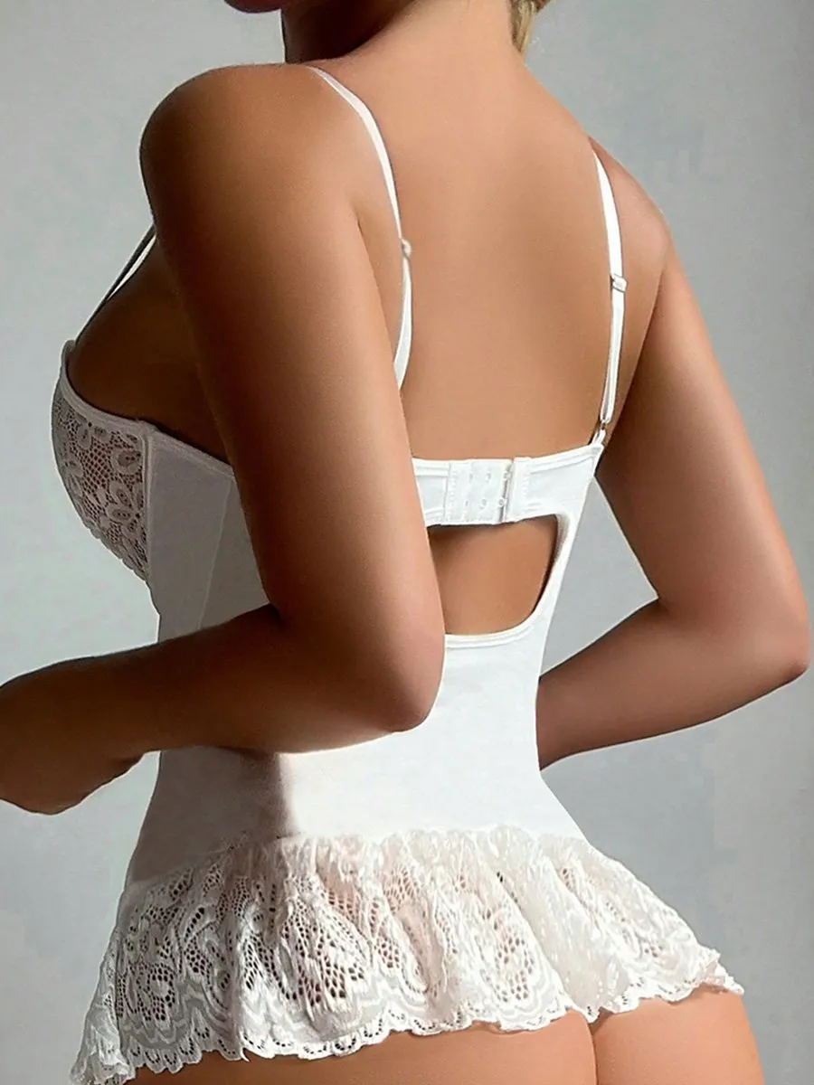 White Lace Bustier Set